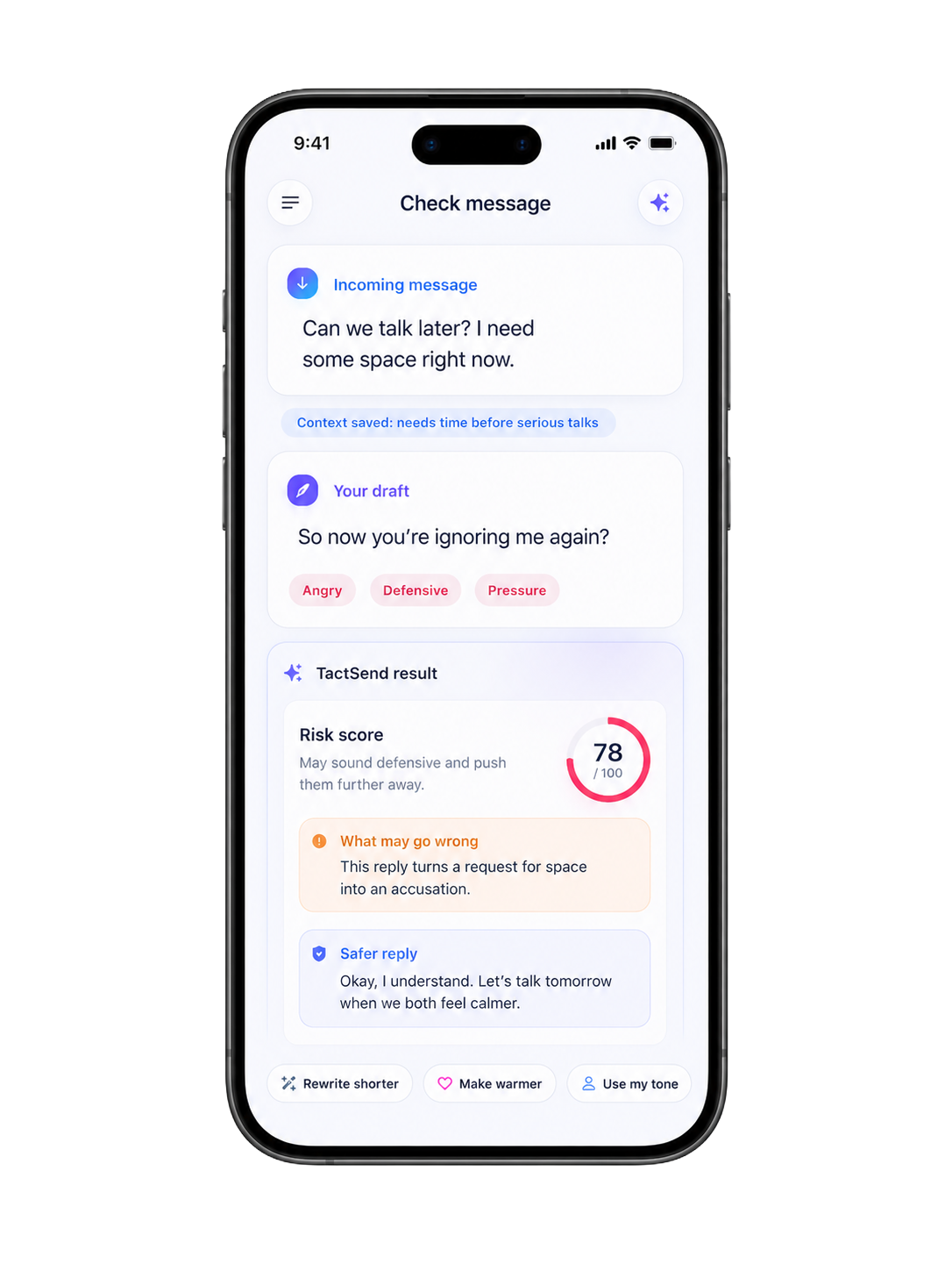 TactSend mobile message check preview